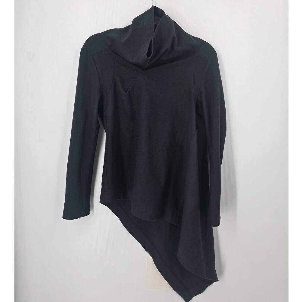 Divka Wool Asymmetrical Funnel Neck Zip Top Black Japanese Lagenlook Size 2 S/M
